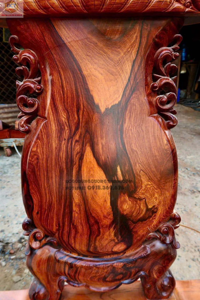 Bộ salon cột 14 chạm đào gỗ cẩm lai PD148CM